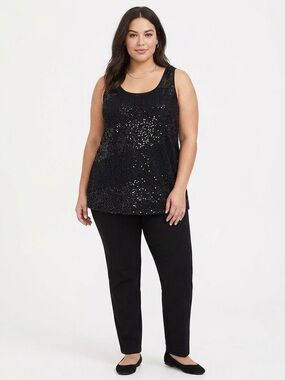 Lane Bryant Black Sequin Crochet Tank Top